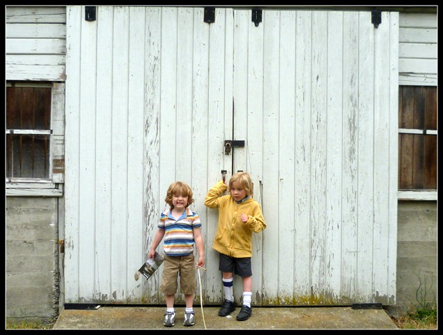 Nisqually Boys and Barn